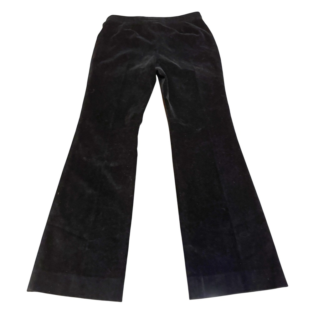 BODEN Women's Sz US 14L Black Flat-Front Flare-Leg Ankle Velvet Dress Pants